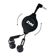 Pyle PHRT32BK Ultra Slim Super Bass Retractable In-Ear Earbud Stereo Headphones for iPod/MP3/Any Media Player (Black)