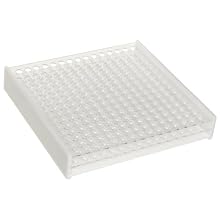 Dynalon 159515 Clear Acrylic Lab Refrigerator-Freezer Storage Rack, 225 Tubes Holding Capacity, 14" Length x 14" Width x 2.5" Height