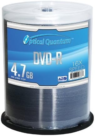 Optical Quantum OQDMR16ST-AZO 100 Pack AZO 16x 4.7GB DVD-R Blank Media Silver Top by Optical Quantum
