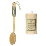 Ergonomic Grip Handle Far Reaching Back Brush and 5 Loofah Sponge Set