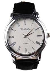 Oulm Unisex Quartz Watch with Rome Number Show the Time Color Black With White