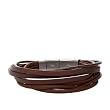 Fossil Herren-Armband Leder Edelstahl Braun 18,2-19,7 Cm JF86202040