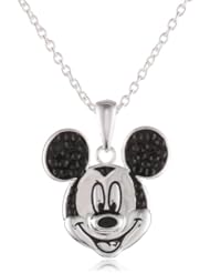 Girls Disney Mickey Silver Plated Brass Crystal Head Pendant Enhancer