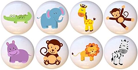 New Zoo Animals By PP Ceramic Cabinet Dresser Drawer Pull Knob (Set of 8)