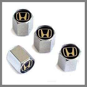 Honda Gold Logo Chrome Tire Stem Valve Caps