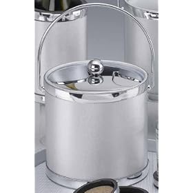 Kraftware 44568 Gleam - Silver 3 Quart Ice Bucket with Bale Handle, Bands and Metal Cover by Kraftware