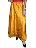 Womans Sari Wrap Skirt Two Layer Yellow Gold Printed Long Vintage Silk Sarong Skirts