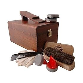 KIWI Shoe Shine Valet with Care Products, Wood Kit