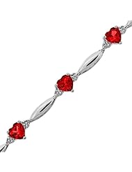 Created Ruby Heart and Diamond Bracelet