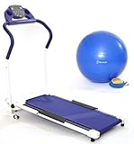 Gym Master Electric Treadmill Exercise Equipment-Fitness Motorised 1hp Home Gym in Blue + Gym Ball