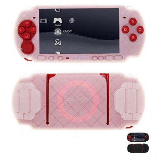 CLEAR Sony Playstation Portable PSP Slim 3000 CROSS Pattern Anti-Slip Silicone Case Skin Protector Cover+ Free Screen Protector (Many Colors Available)