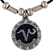 Capricorn Pewter Pendant on Beaded Leather Necklace - Earth Spirit Necklace