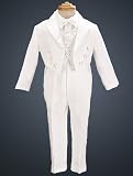 Boys White Special Occasion Formal Paisley Detail Tuxedo Suit Set 2T-7