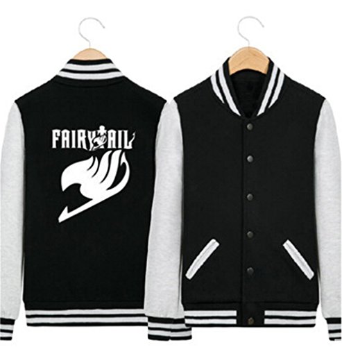 Fairy Tail Natsu Lucy Baseball Jacket Cartoon Anime Cotton Men's/Women's Cosplay Baseball Jersey Uniform ,Printing Long Sleeves Cardigan Jacket ,Warm Autumn And Winter Sportswear ,Cosplay Costume