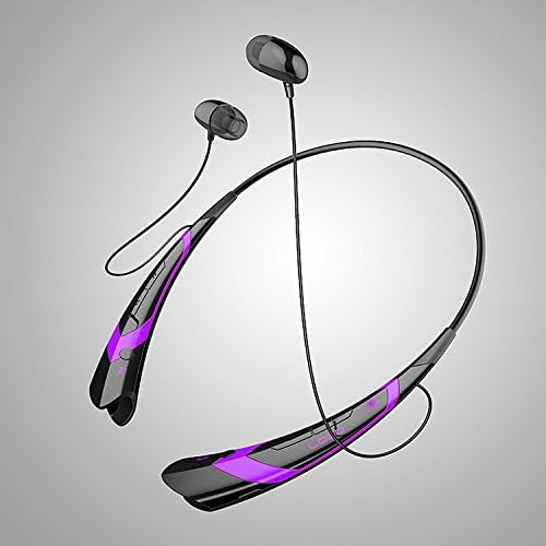 ZimIBL Multi-function Hbs-760 Wireless Music A2dp Stereo Bluetooth Headset Universal Vibration Neckband Style Headset Earphone Headphone for iPhone,Samsung,iPad,iPod,LG,HTC,Blackberry,Android Tablet and Enabled Bluetooth Devices Cellphones (Black-Purple)