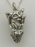 Sterling Silver Guardian Gargoyle Pendant, Jewelry Made in America