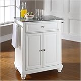 Crosley Furniture Cambridge Solid Granite Top Kitchen Island in White