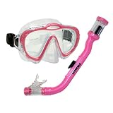PROMATE Junior Snorkeling Scuba Dive Mask DRY Snorkel Set for kids - Pink
