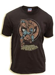Junk Food The Amazing Spiderman Circle Black Wash Adult T-Shirt Tee