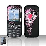 Rubberized Black Silver Pink Red Vine Heart Snap on Design Case Hard Case S ....