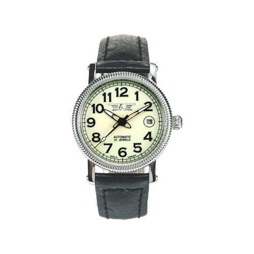 AVIATOR 40768-50-01 // Automatik Miyota 8215 // Edelstahlgehäuse // Saphirglas, Glasboden // 5 atm wasserdicht, Lederband