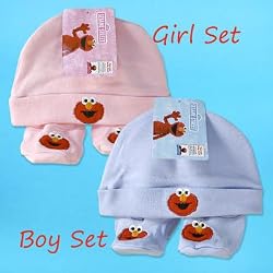 Sesame Street Baby Shoes and Hat 2pcs Set - Elmo Baby Booties and Hat Set