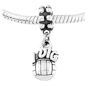 Sterling Silver One Sided I Dig Volleyball Dangle Bead Charm