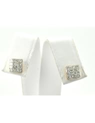 14K Yellow Gold Invisibly Set Princess Cut Diamond Stud Earrings
