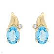 Earrings With 2.01ctw Precious Stones - Genuine Diamonds and Topazes Beautifully Crafted in Yellow Gold Length 13mm