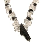 Quartz Necklace 11 Beaded Tourmaline Clear Black Agate Gemstone Reiki Healing 18
