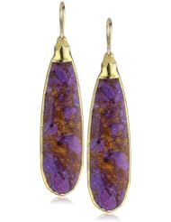 Devon Leigh "Natures Wonders" Purple Turquoise in 24k Gold Foil On 14K Gold Fill Ear Wire Earrings