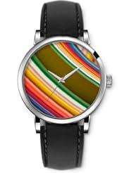 SPRAWL Aanalog Fashion Series Silver Ladies Watches of Genuine Black Leather Strap,Unique Wrist Watch for Women Girls Designed with Lines colors and stripe coffee