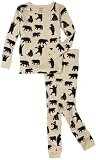 Hatley Girls 7-16 Black Bears On Natural Polo Pajama Set