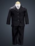 Little Boys Black Special Occasion Wedding Easter 5pc Suit Set 12M-14