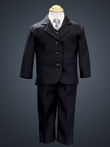 Little Boys Black Special Occasion Wedding Easter 5pc Suit Set 12M-14