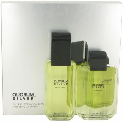 Happy Care Quorum Silver by Puig - Gift Set -- 3.4 oz Eau De Toilette Spray + 3.4 oz After Shave