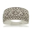 Genuine Diamond Heart Ring in 10K White Gold w/ Milgrain Accent