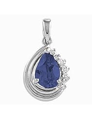 14K White Gold Pear Cut Tanzanite and Diamond Pendant -- LIFETIME WARRANTY