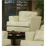Del Mar Leather Chair and Ottoman Set in Pearl