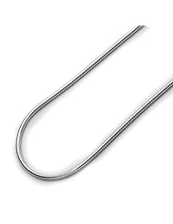 1.1mm Nickel Free Italian Sterling Silver Chain Necklaces Rhodium Plated Round Snake 025 Gauge Chain ( Available Length 16"~20")