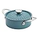 Rachael Ray Cucina Hard Porcelain Enamel Nonstick Covered Round Casserole, 2.5-Quart, Agave Blue