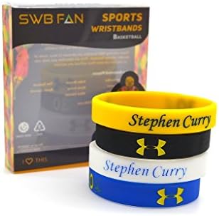 SWBFAN Bracelets With Stephen Curry In 3D Letters - Best Men Silicone Bracelets - NBA Basketball Star Wristband - Great Gift For Sports Fans, Different Colors, Child 6.7X0.47X0.07 Inches, Set 1)