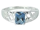 Radiant Cut 1.75 carat London Blue Topaz Ring Size 11 in Sterling Silver