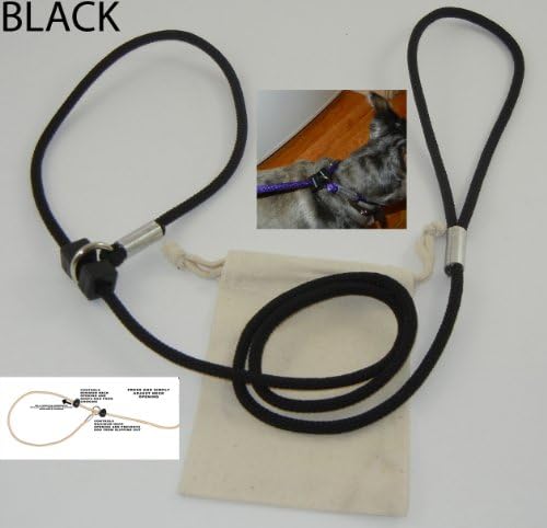LeashInaBag, Easy On Easy Off Dog Leash, 1/4" Black. Made in the USA.
