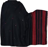 Fashion Shawl Wool in Black with Red Thread Emrbroidery 80  x 40  (ktds437)