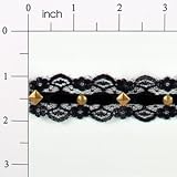 Lace Ribbon Trim With Studs - Black 1 Yard