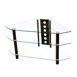 Walker Edison Bermuda 44-Inch Corner TV Stand, Clear/Black