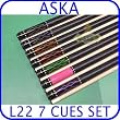 Billiard Pool Cue Sticks Set Aska L22 7 Pool Cues