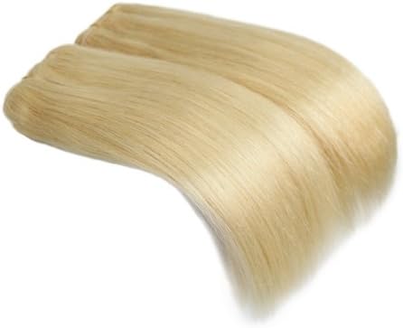 MiLan Hair 3 Bundles Mix Length 16" 18" 20" Straight Weft Weaving Sew in Hair Brazilian Remy 100% Real Human Hair Extensions Full Head 300g for Lady's Beauty Hairsalon (#613 Bleach Blonde)
