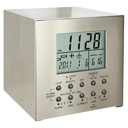 Natico Stainless Steel Cube Desk Clock with Multiple Countdown Functions (10-809)